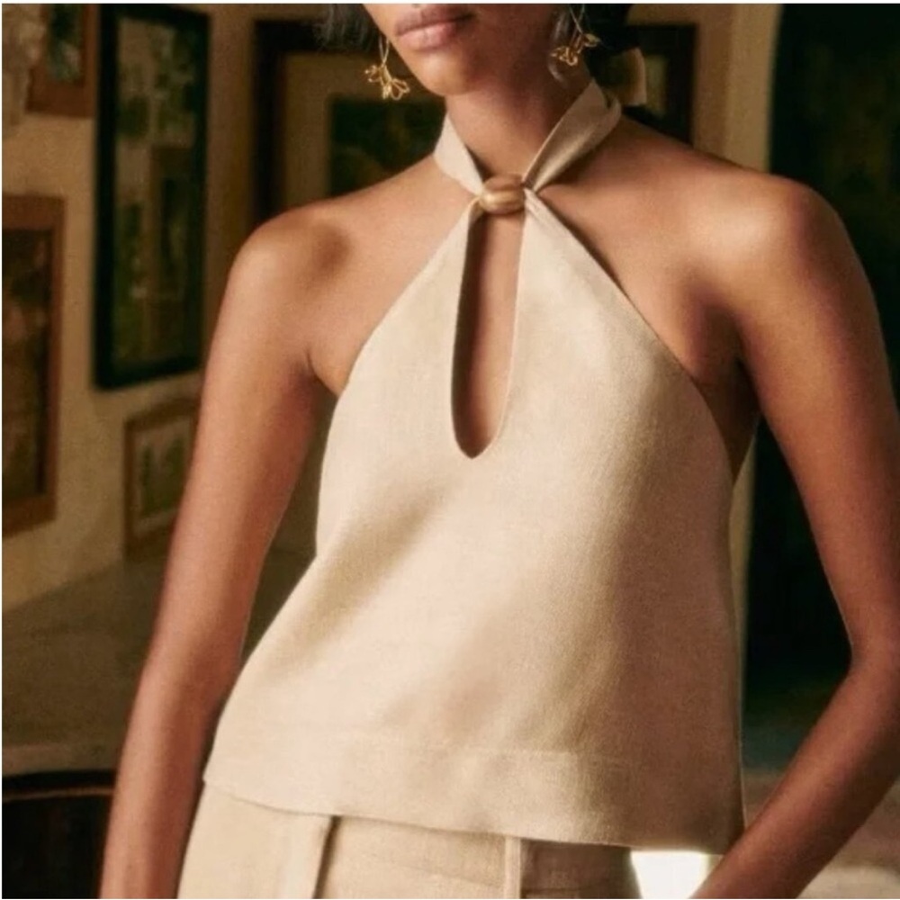 Sezane Cream Halter Top
